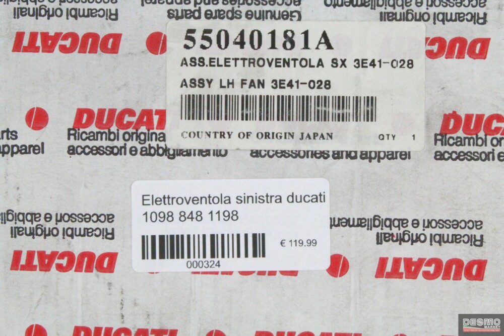 Elettroventola sinistra ducati 1098 848 1198