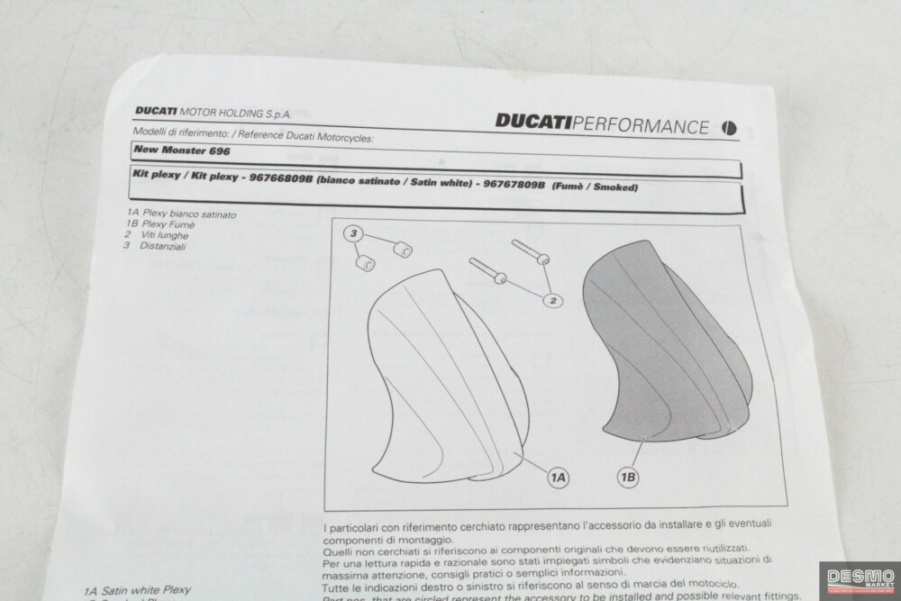 Parabrezza Plexi Plexiglass cupolino fumé Ducati Monster 696 796 1100