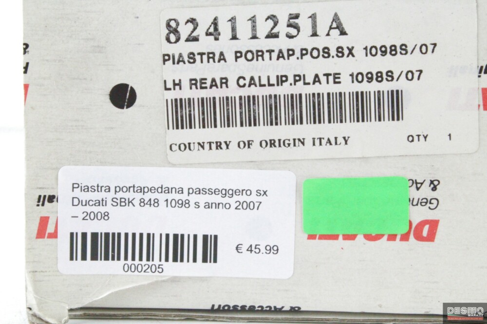 Piastra portapedana passeggero sx Ducati SBK 848 1098 s anno 2007 – 2008