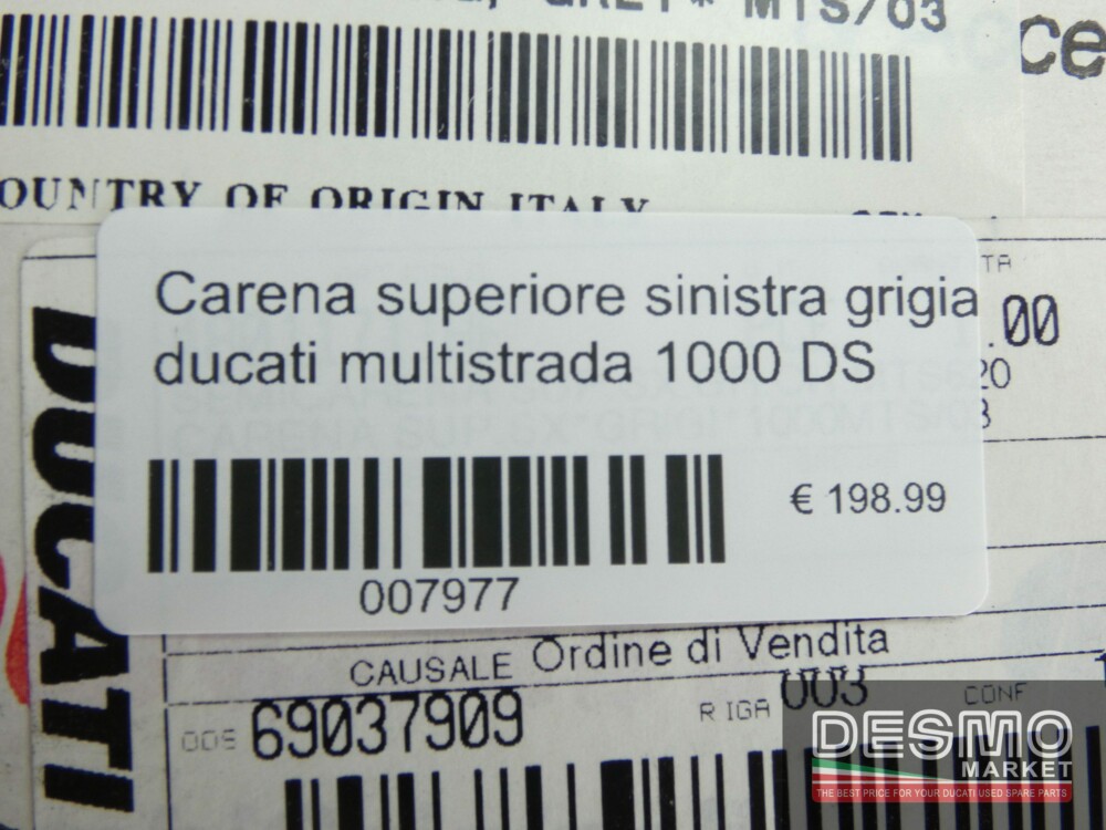 Carena superiore sinistra grigia ducati multistrada 1000 DS