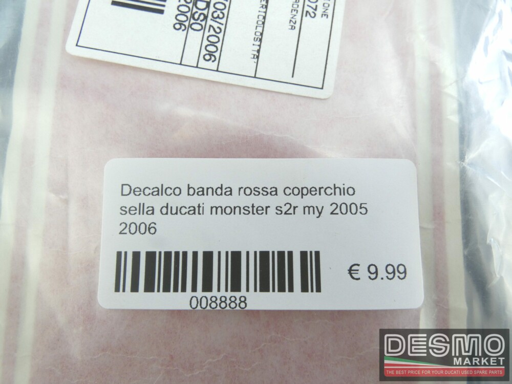 Decalco banda rossa coperchio sella ducati monster s2r my 2005 2006