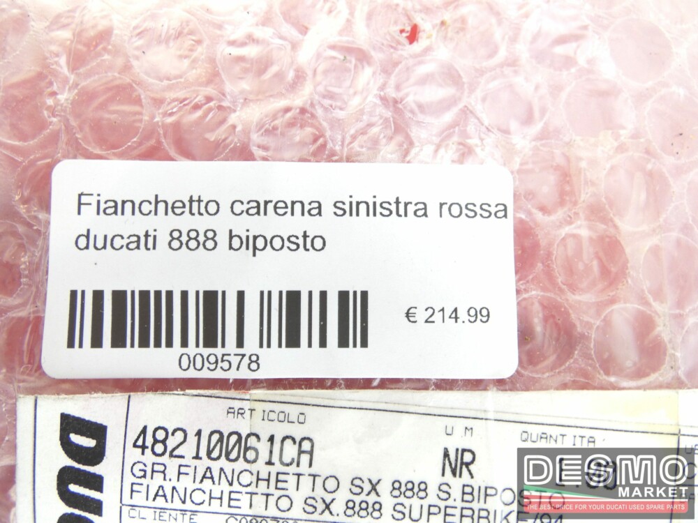 Fianchetto carena sinistra rossa ducati 888 biposto