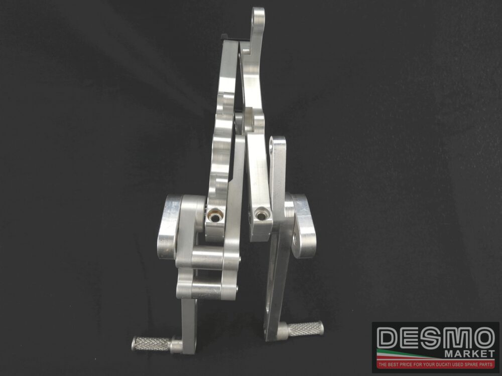 Pedane CNC argento universali con leva cambio e leva freno 80 mm