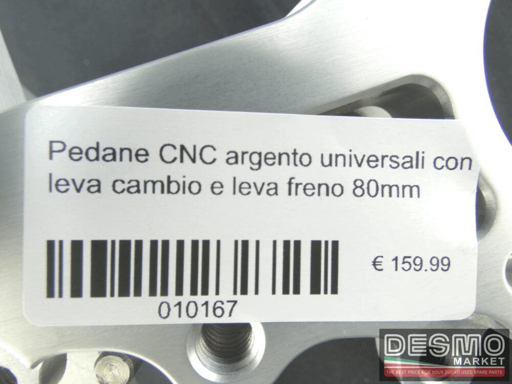 Pedane CNC argento universali con leva cambio e leva freno 80mm
