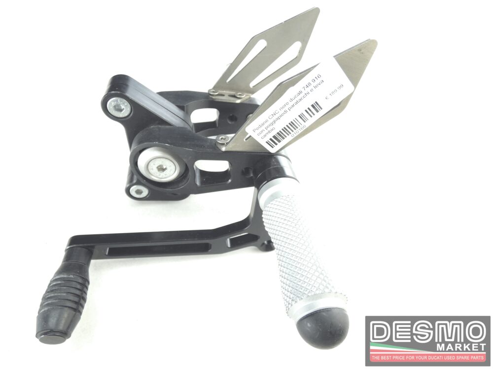 Pedane CNC nere ducati 748 916 con poggiapiedi paratacchi e leva cambio