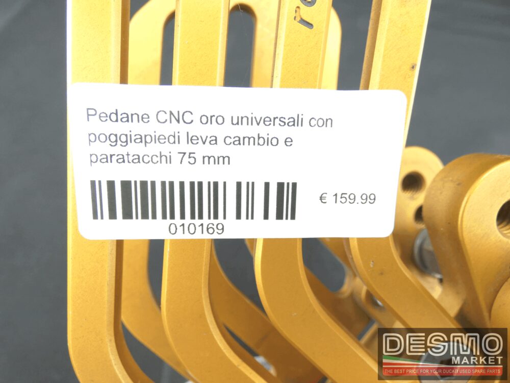 Pedane CNC oro universali con poggiapiedi leva cambio e paratacchi 75 mm