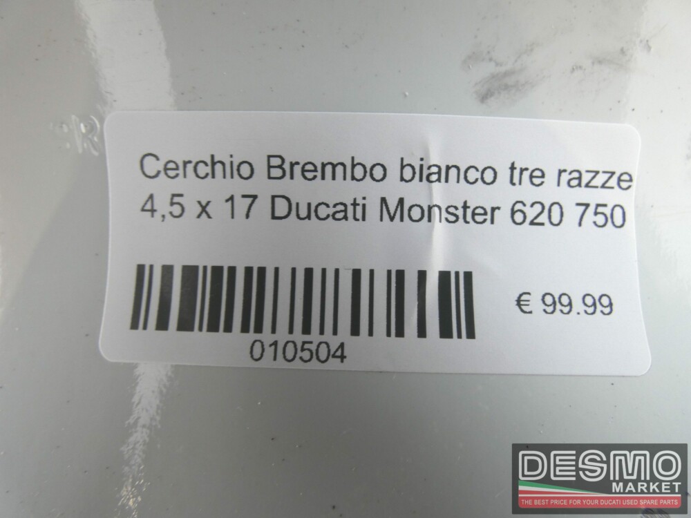 Cerchio Brembo bianco tre razze 4,5 x 17 Ducati Monster 620 750