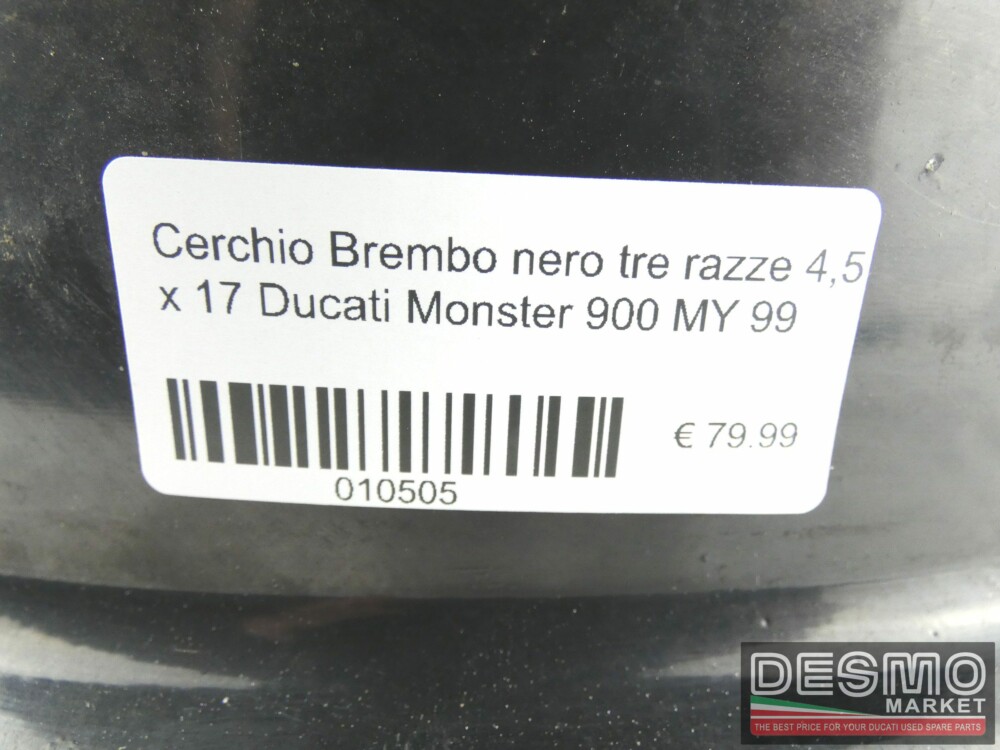 Cerchio Brembo nero tre razze 4,5 x 17 Ducati Monster 900 MY 99