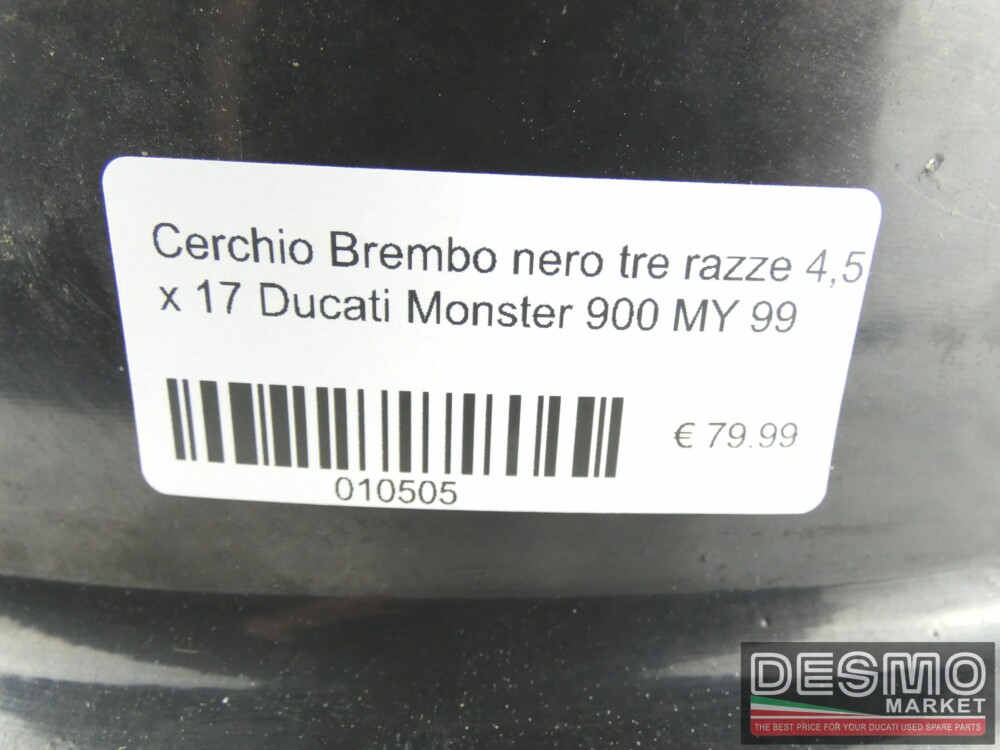 Black 3 spoke wheel Brembo 4,5 x 17 Ducati Monster 900 MY 99 - Image 7