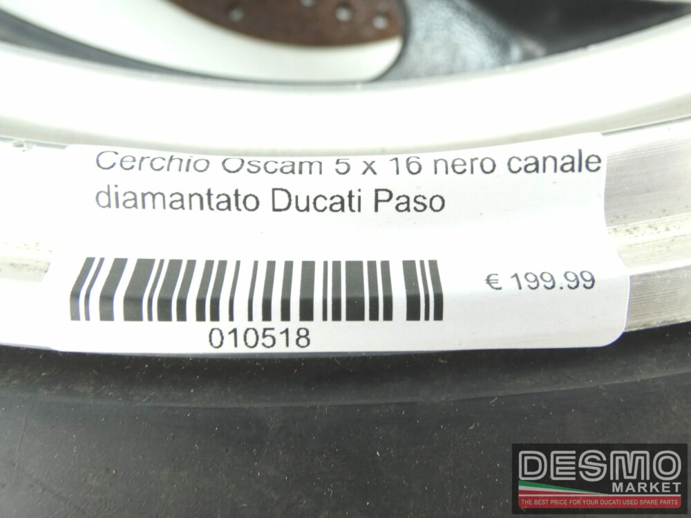 Cerchio Oscam 5 x 16 nero canale diamantato Ducati Paso