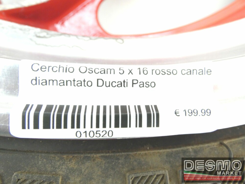 Cerchio Oscam 5 x 16 rosso canale diamantato Ducati Paso