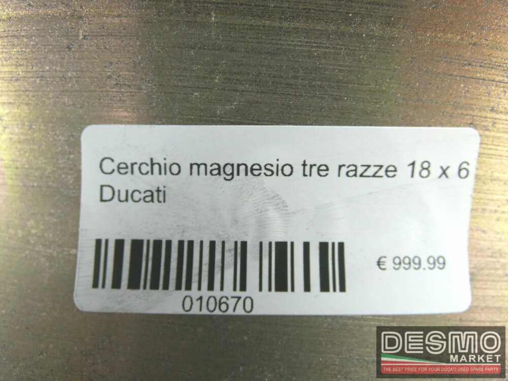 Cerchio magnesio tre razze 18 x 6 Ducati