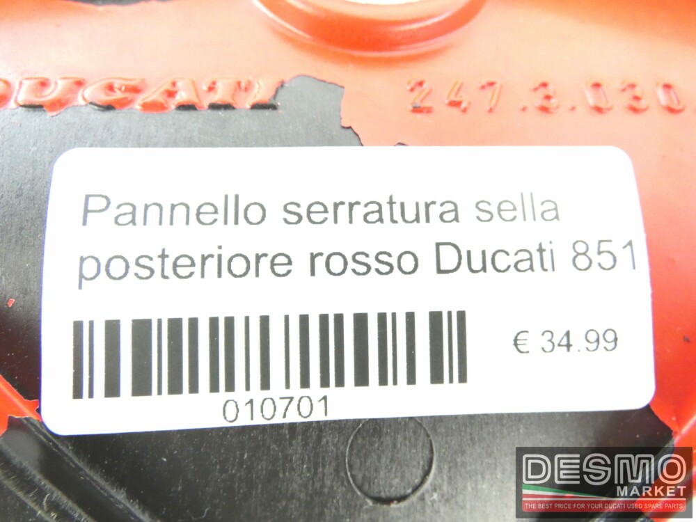 Pannello serratura sella posteriore rosso Ducati 851