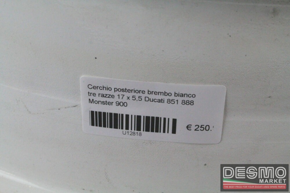 Cerchio posteriore Brembo bianco tre razze 17 x 5,5 Ducati 851 888