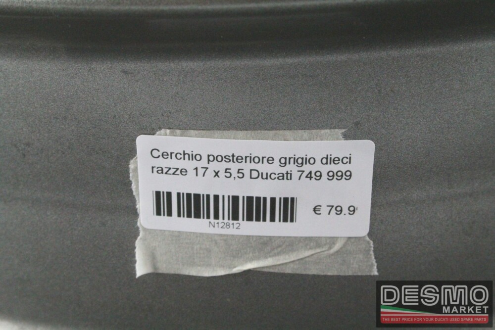 Cerchio posteriore grigio dieci razze 17 x 5,5 Ducati 749 999