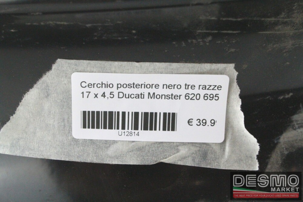 Cerchio posteriore nero tre razze 17 x 4,5 Ducati Monster 620 695