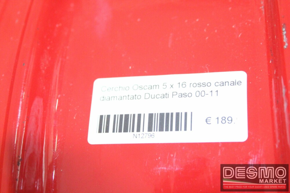 Cerchio posteriore Oscam 5 x 16 rosso canale diamantato Ducati Paso