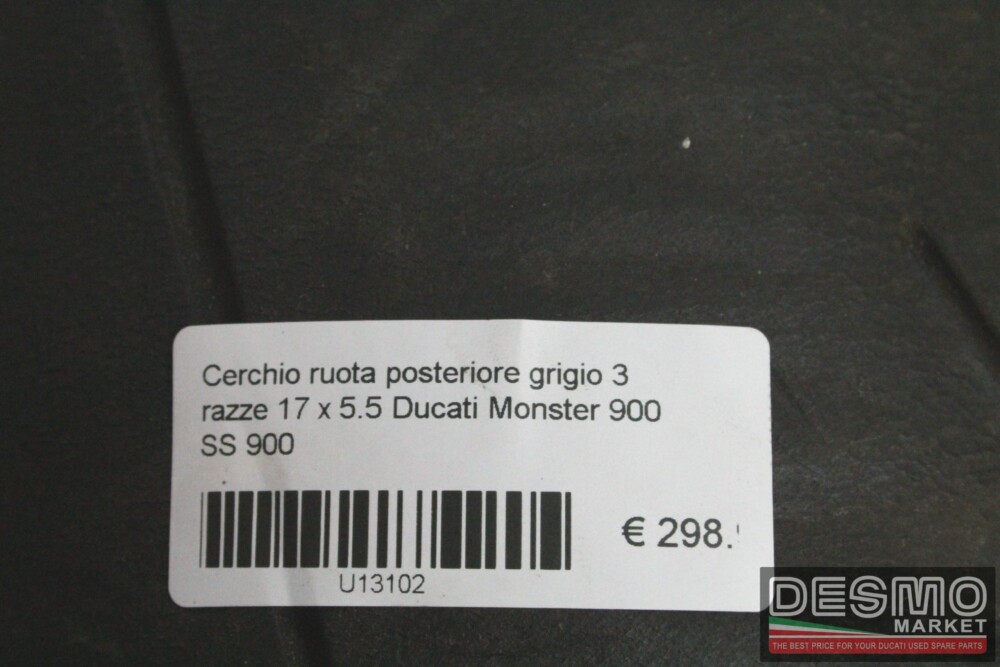 Grey rear 3 spokes wheel rim 17 x 5,5 Ducati Monster 900 SS 900 - Image 3