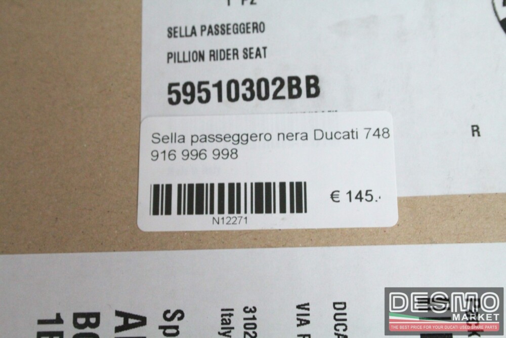 Sella passeggero nera Ducati 748 916 996 998
