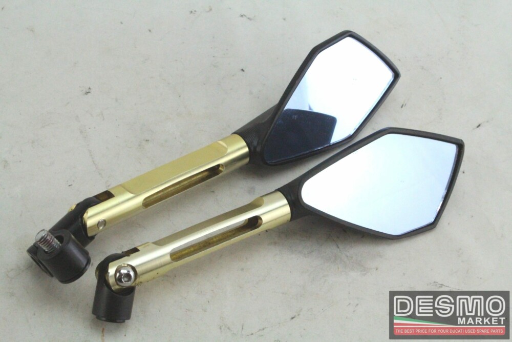 Specchi specchietti retrovisori ERGAL CNC oro neri tutte le Ducati