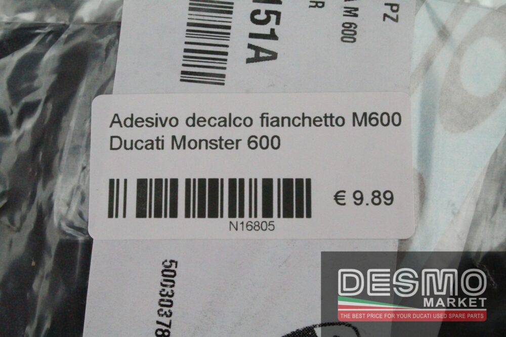 Adesivo decalco fianchetto M600 Ducati Monster 600