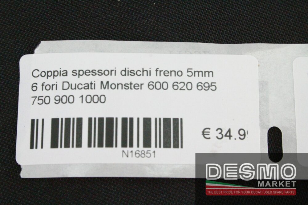 Coppia spessori dischi freno 5mm 6 fori Ducati Monster 600 620 695 750