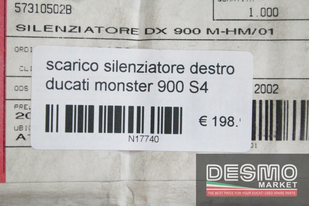 scarico silenziatore destro ducati monster 900 S4