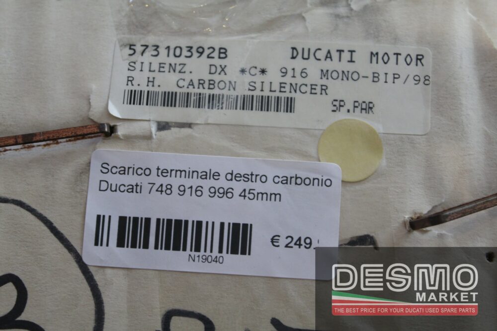 Scarico terminale destro carbonio Ducati 748 916 996 45mm
