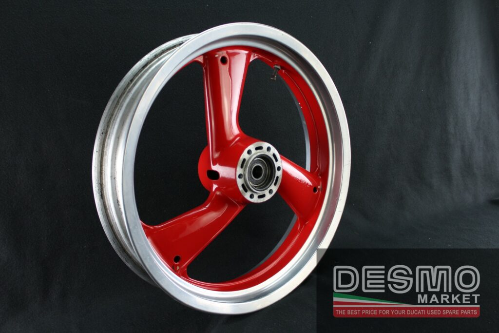 Cerchio anteriore tre razze rosso canale lucidato Ducati Monster