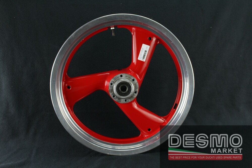 Cerchio anteriore tre razze rosso canale lucidato Ducati Monster