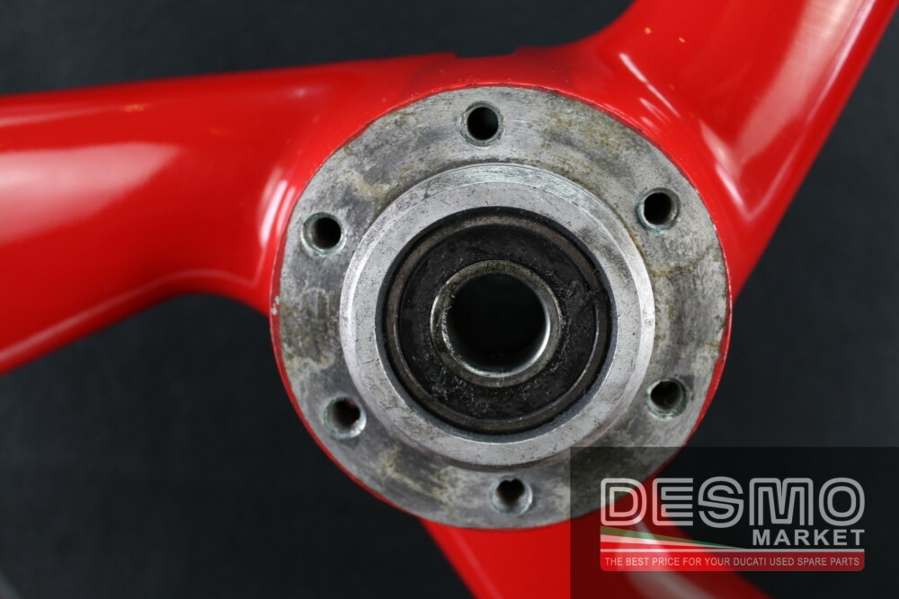 Cerchio anteriore tre razze rosso canale lucidato Ducati Monster