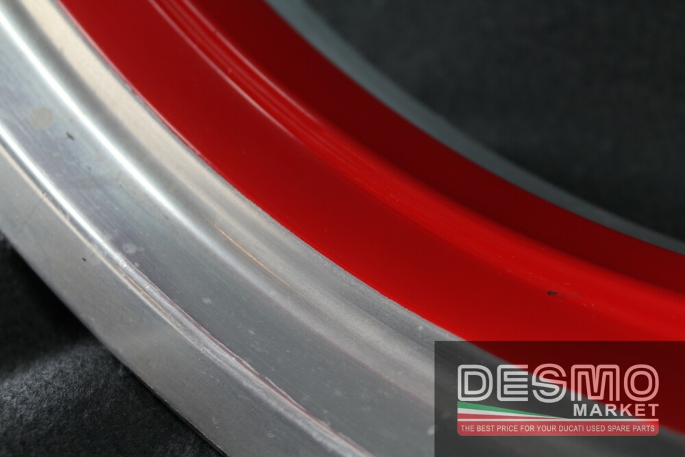 Cerchio anteriore tre razze rosso canale lucidato Ducati Monster