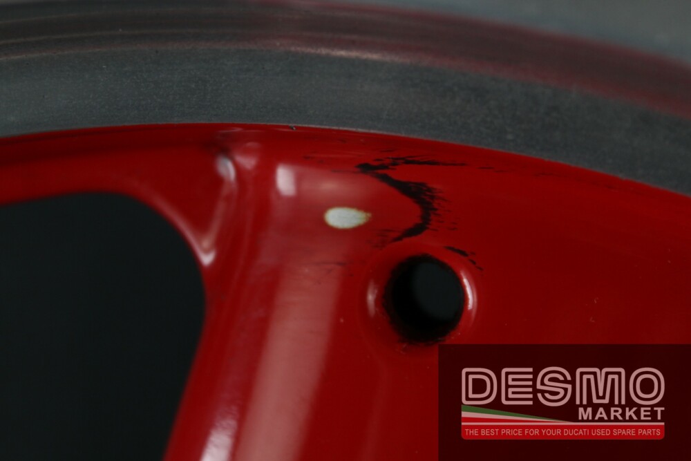 Cerchio anteriore tre razze rosso canale lucidato Ducati Monster