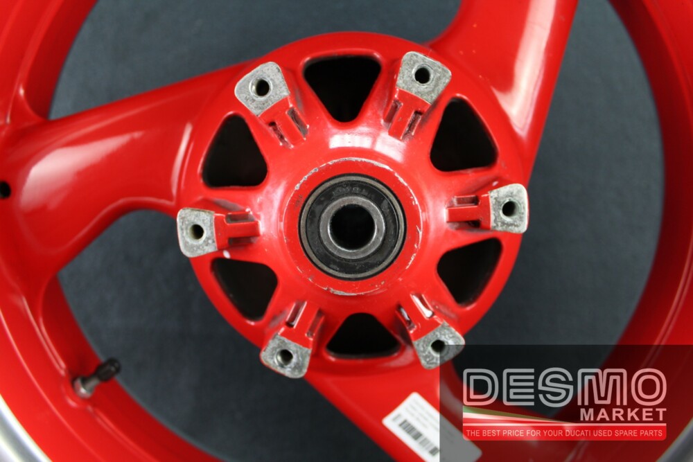 Cerchio posteriore tre razze rosso canale lucidato Ducati Monster
