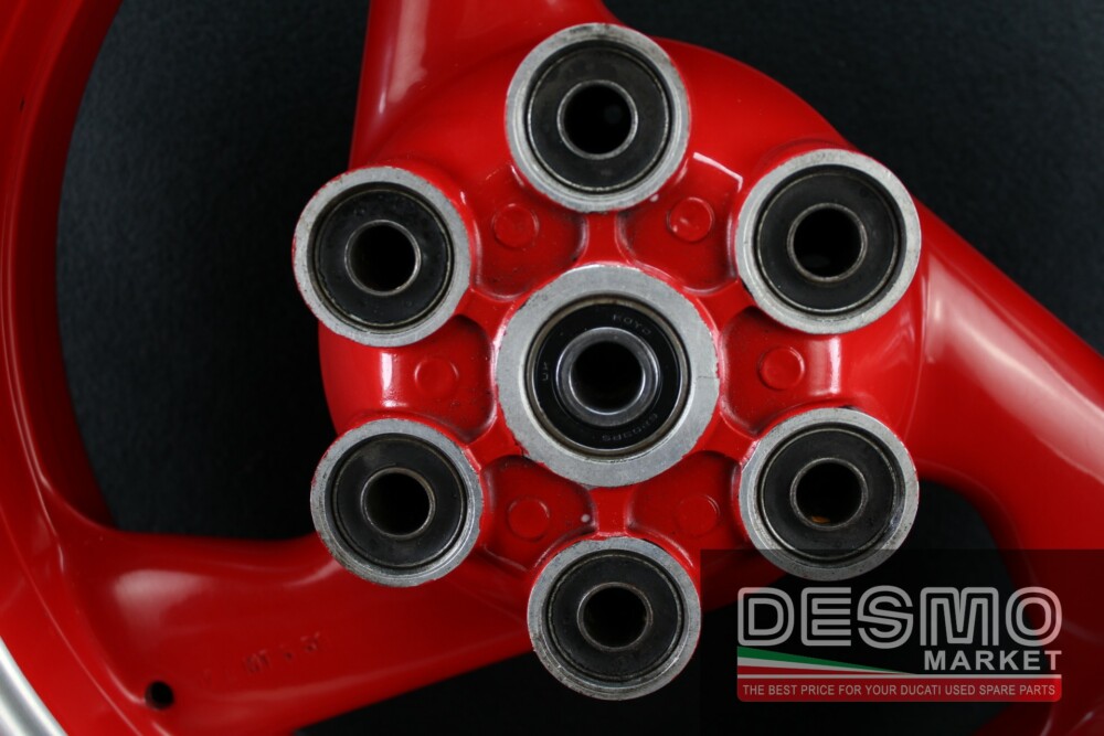 Cerchio posteriore tre razze rosso canale lucidato Ducati Monster