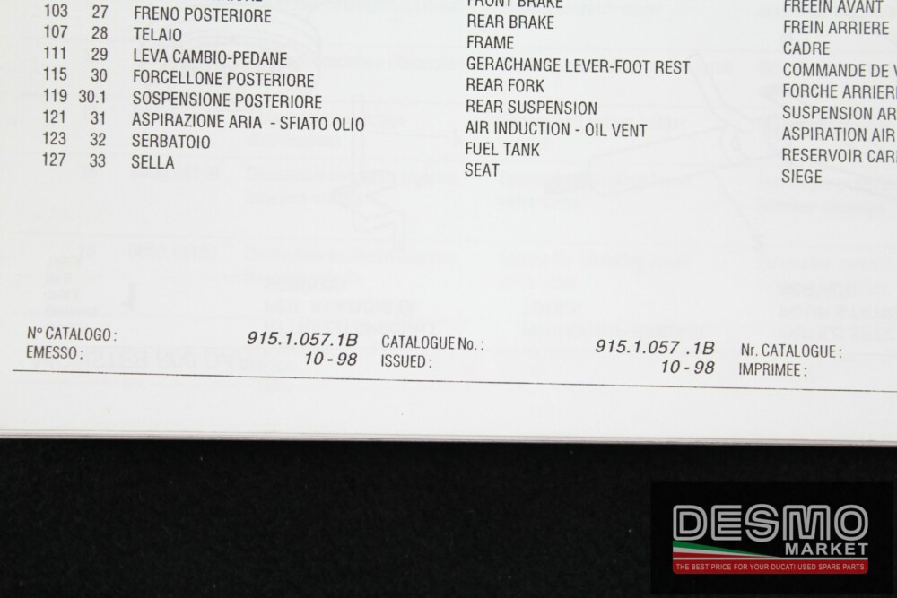 catalogo ricambi ufficiale Ducati MONSTER 600 Dark anno 1998