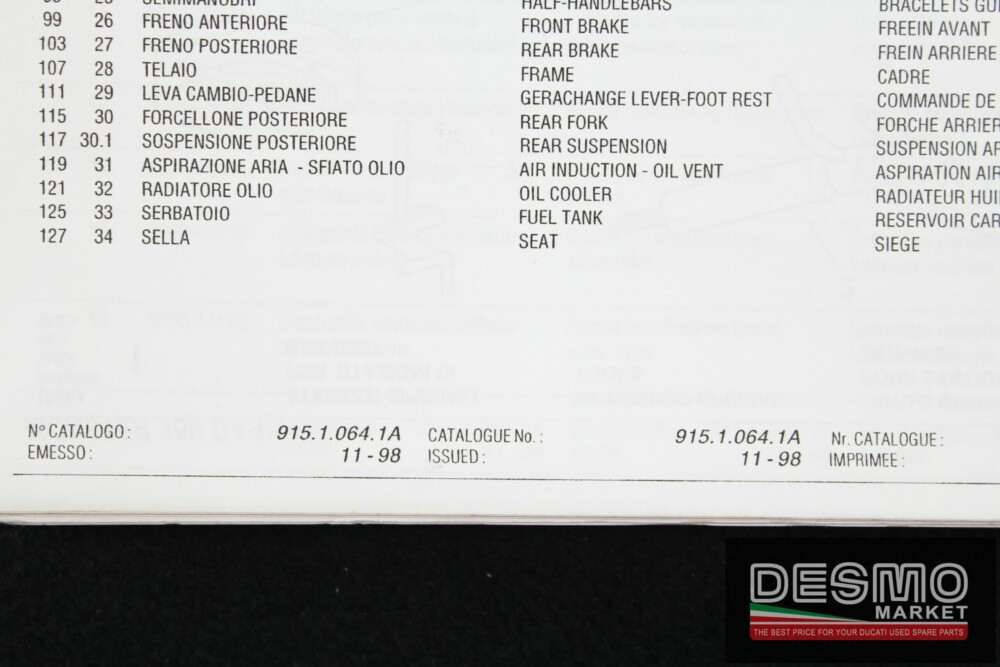 catalogo ricambi ufficiale Ducati MONSTER 750 DARK I.E. anno 1998