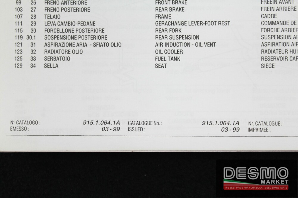 catalogo ricambi ufficiale Ducati MONSTER 750 DARK I.E. anno1999