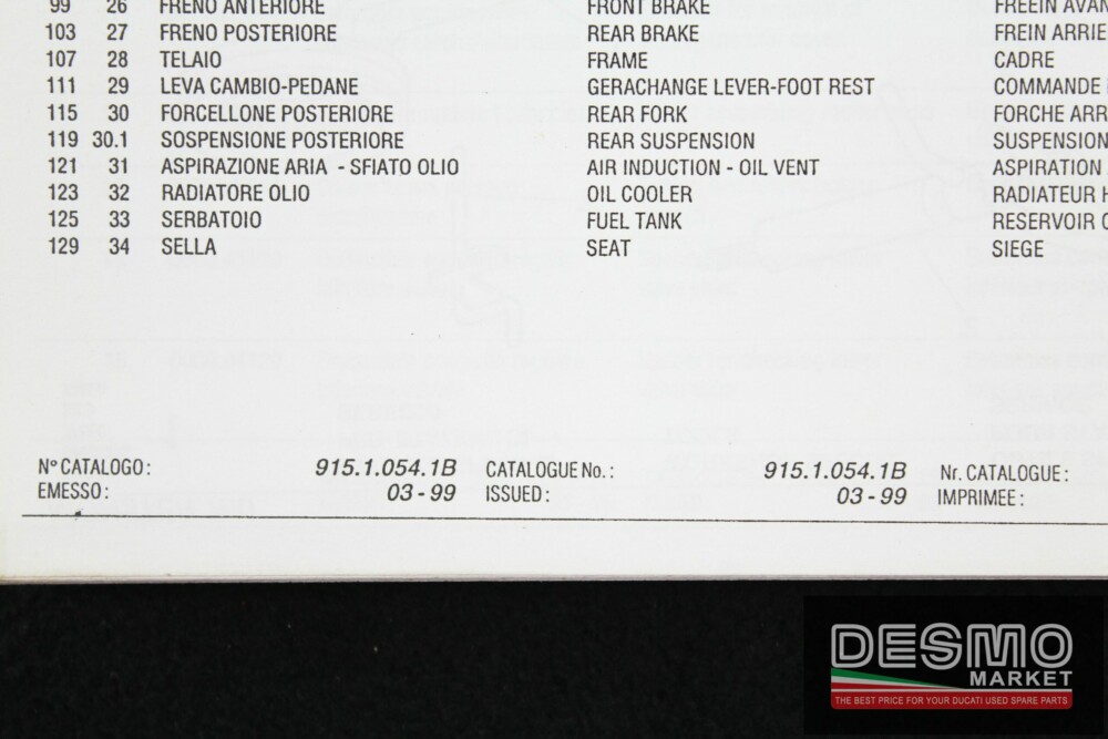 catalogo ricambi ufficiale Ducati MONSTER 750 I.E. anno 1999