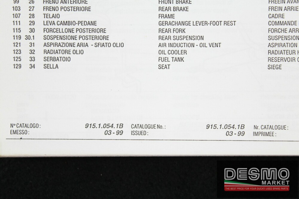 catalogo ricambi ufficiale Ducati MONSTER 750 I.E. anno 1999