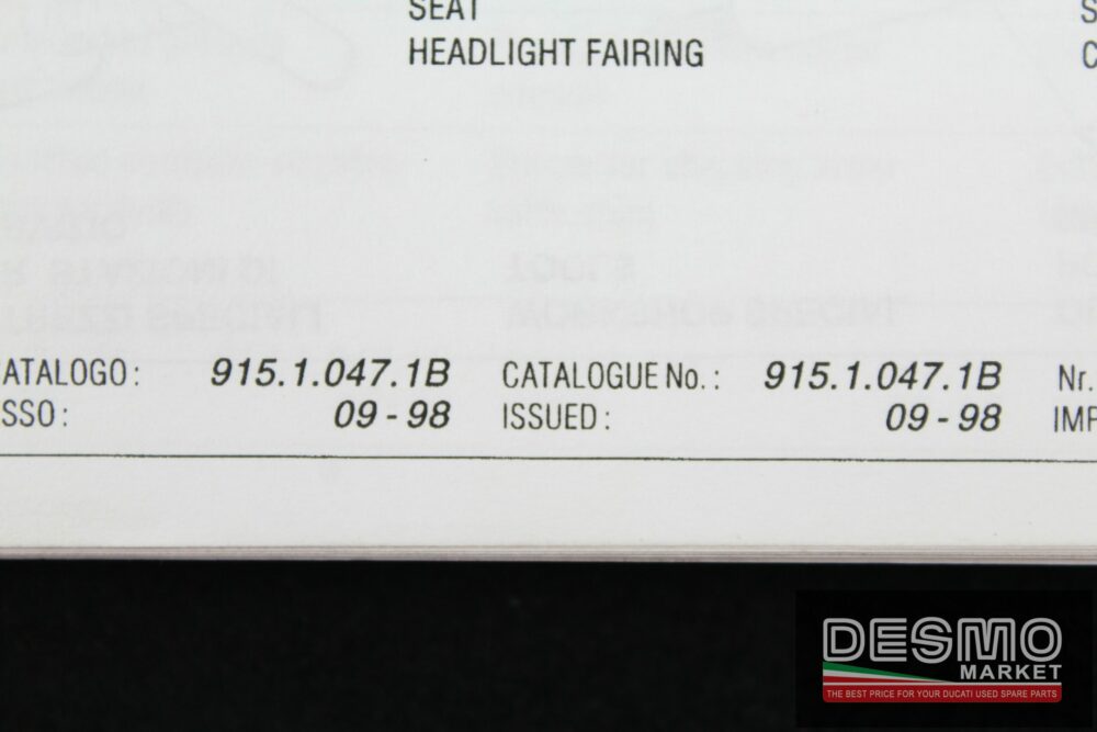 catalogo ricambi ufficiale Ducati MONSTER 900 anno 1998