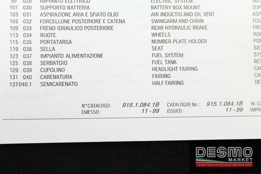 catalogo ricambi ufficiale Ducati SS  750 I.E. anno 1999