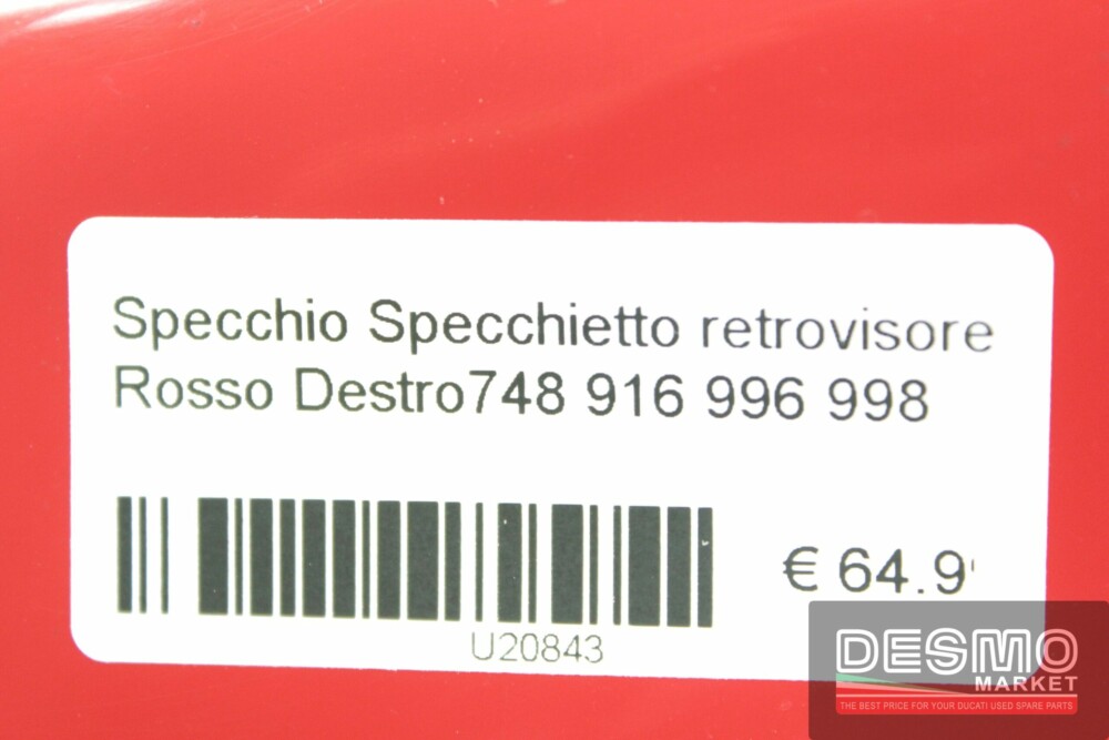 Specchio Specchietto retrovisore Rosso Destro748 916 996 998