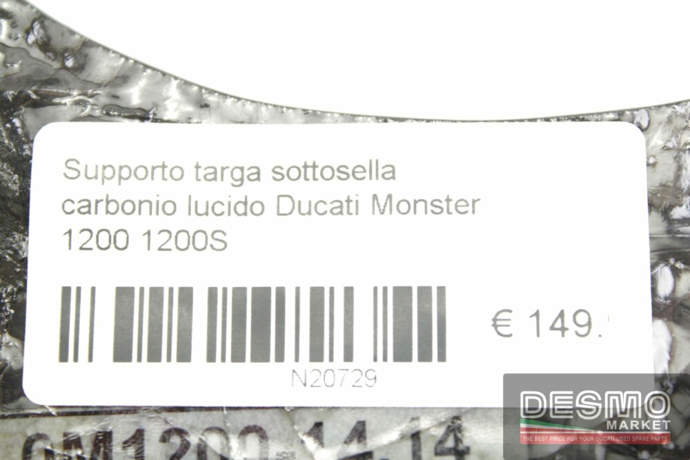 Supporto targa sottosella carbonio lucido Ducati Monster 1200 1200S