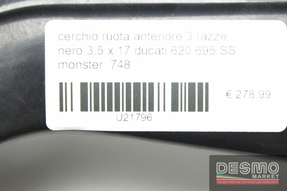 Cerchio ruota anteriore 3 razze 3,5×17 ducati 620 695 SS monster 748