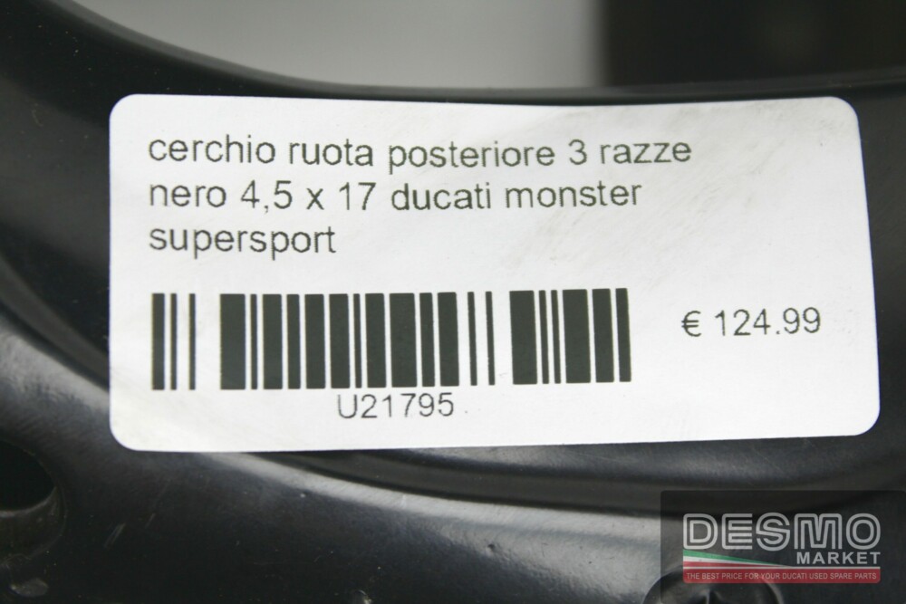 Cerchio ruota posteriore 3 razze nero 4,5×17 ducati monster supersport