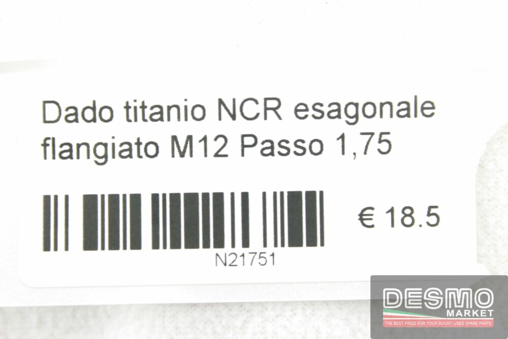 Dado titanio NCR esagonale flangiato M12 Passo 1,75