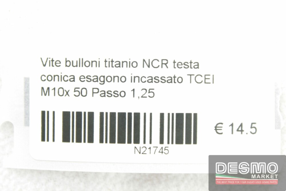 Vite bulloni titanio NCR TCEI  M10x 50 Passo 1,25
