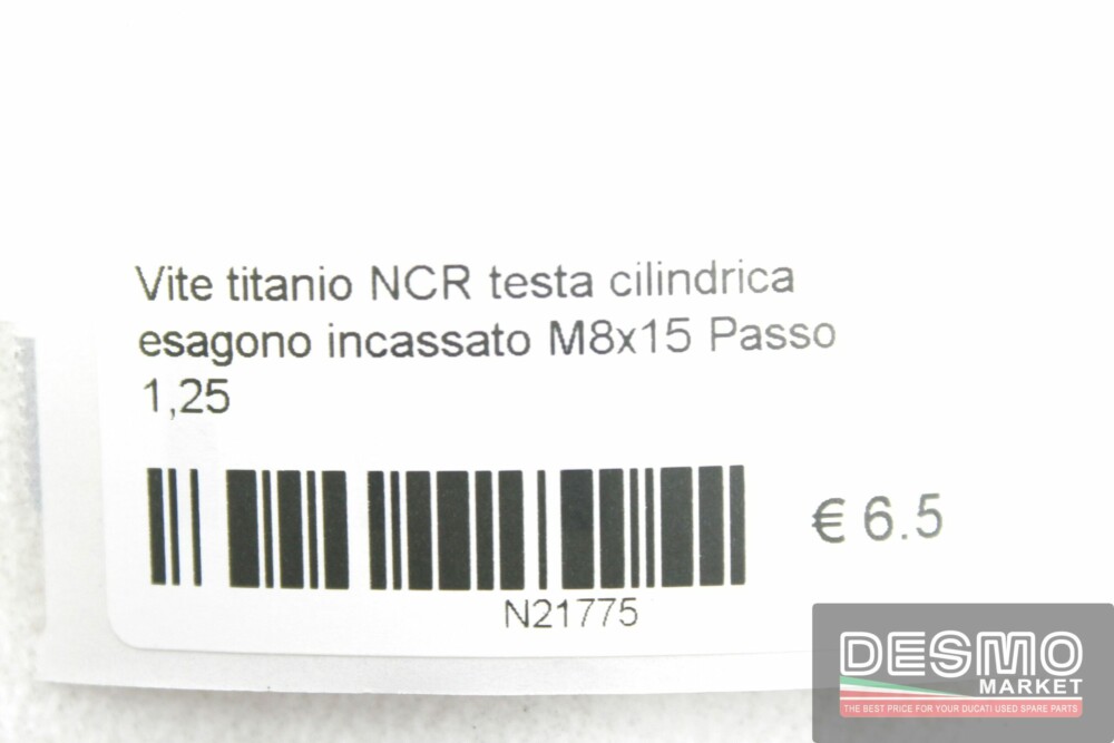 Vite titanio NCR testa cilindrica esagono incassato M8x15 Passo 1,25