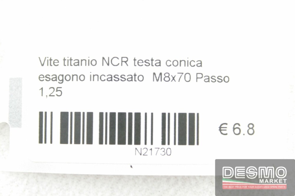 Vite titanio NCR testa conica esagono incassato  M8x70 Passo 1,25